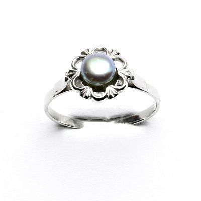 ČIŠTÍN s.r.o Stříbrný prsten, přírodní říční perla šedozelená, T 1525 12395