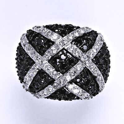 ČIŠTÍN s.r.o Stříbrný prsten s černými a čirými zirkony, prsten ze stříbra, 15,29 g 14072