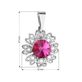 Evolution Group Přívěsek bižuterie se Swarovski krystaly růžová kytička 54032.3 fuchsia