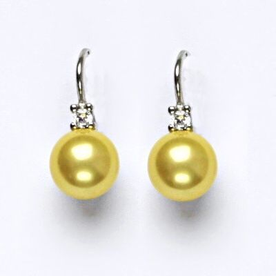 ČIŠTÍN s.r.o Náušnice s um. perlami, náušnice ze stříbra, žlutá perla se skutečným perleťovým leskem NK 1207 4228