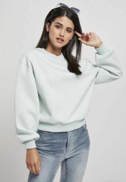 Ladies Oversized Color Melange Crewneck - aqua melange 3XL