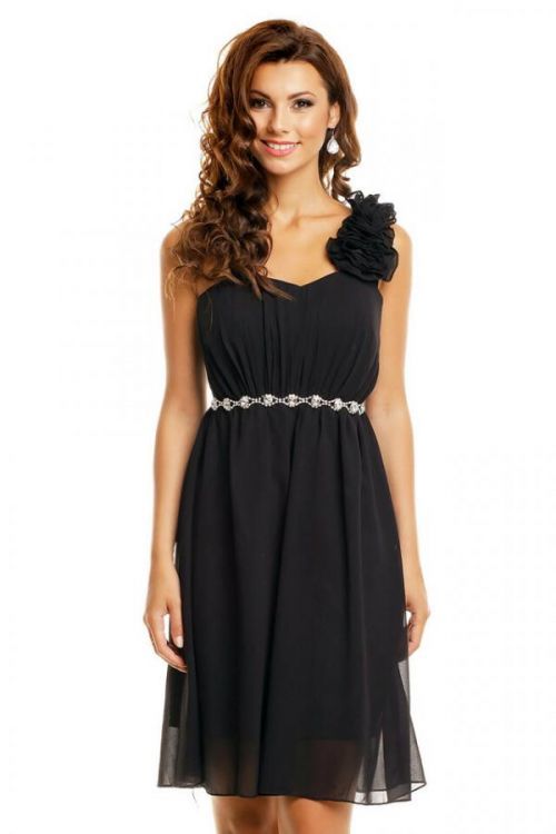 Dámské společenské šaty na jedno rameno černé - Černá - Emma Dore - M - černá
