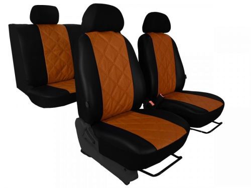 Automega Autopotahy Škoda Fabia II, kožené EMBOSSY, dělené zadní sedadla, hnědé
