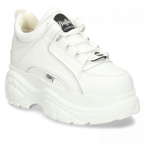 Bílé dámské kožené tenisky na vysoké podešvi