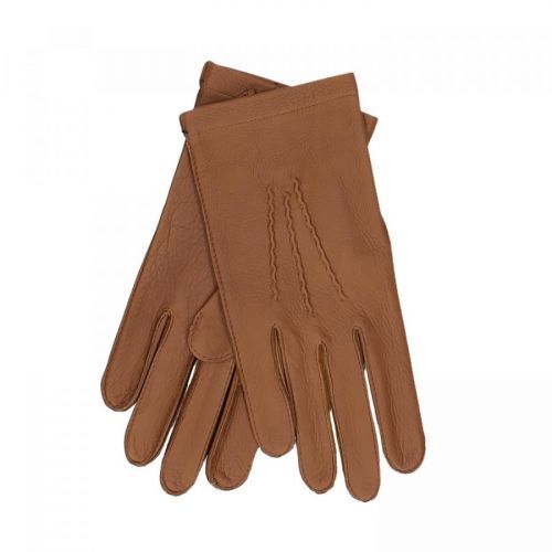 Světle hnědé dámské kožené rukavice s řasením