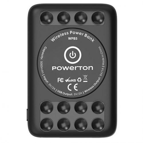 Powerton 5 000mAh, bezdrátové nabíjení černá (WBP5)