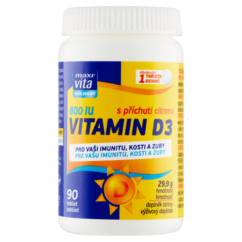 MaxiVita Vaše Zdraví Vitamin D3 s příchutí citronu 90 tablet 29,9g