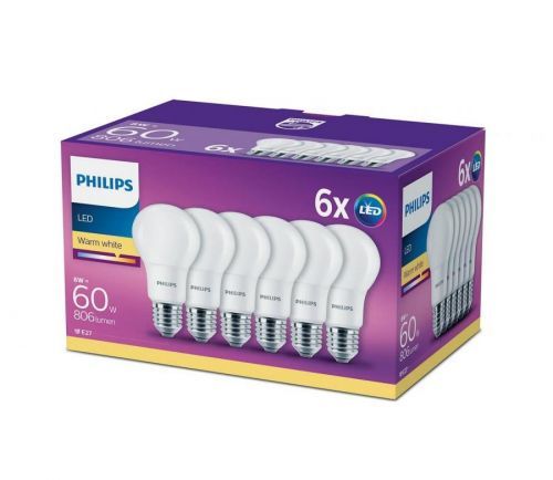 Philips SADA 6x LED Žárovka Philips E27/8W/230V 2700K