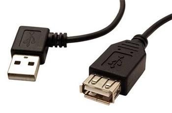 USB 2.0 kabel prodlužovací A-AF 30 cm lomený vlevo