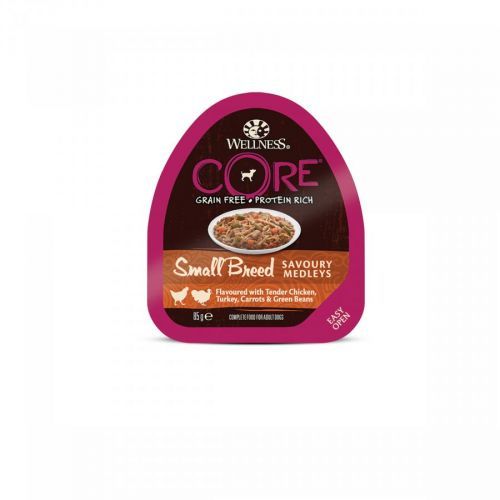 Wellness CORE Small Breed Savoury Medleys Flavoured with Tender Chicken, Turkey, Carrots & Green Beans 85g