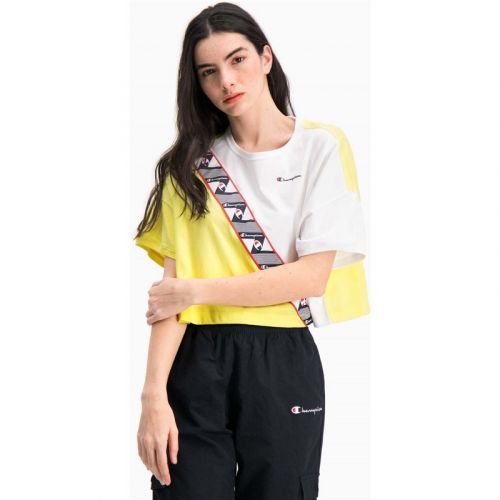 tričko CHAMPION - Colour Block Jacquard Logo Tape Cropped T-Shirt (YS004) velikost: M