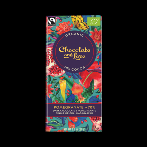 Chocolate and Love Pomegranate 70%, BIO čokoláda 80g