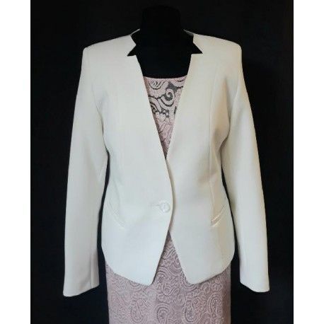 Dámské elegantní smetanové sako, Velikost 42, Barva Smetanová L&S Fashion LS06
