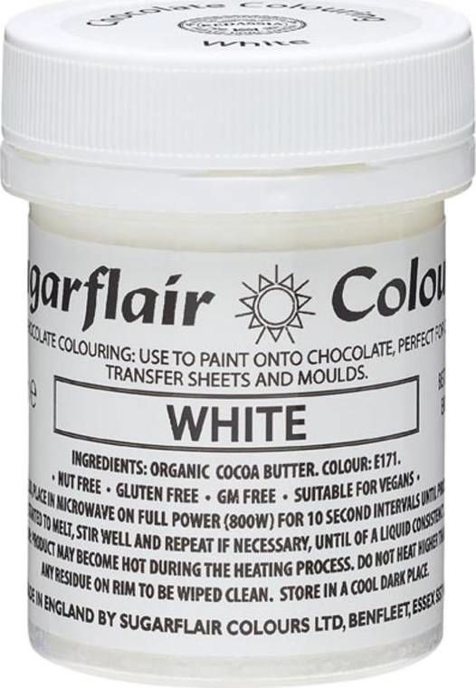 Barva do čokolády na bázi kakaového másla Sugarflair White (35 g) C313 dortis