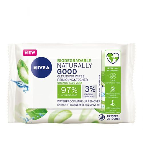 Nivea Čisticí pleťové ubrousky Naturally Good (Cleansing Wipes) 25 ks