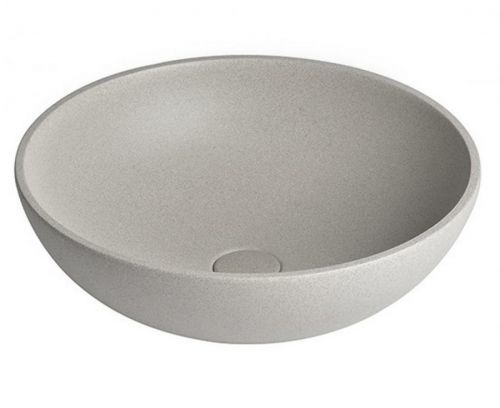 SAPHO TURF betonové umyvadlo včetně výpusti, průměr 44 cm, bílý pískovec AR437