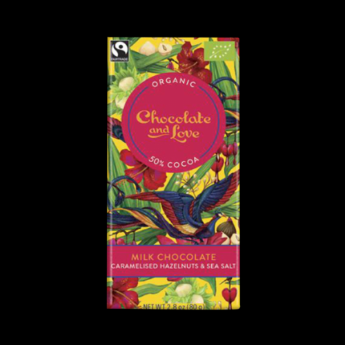 Chocolate and Love Caramelized Hazelnuts 50%, BIO čokoláda 80g
