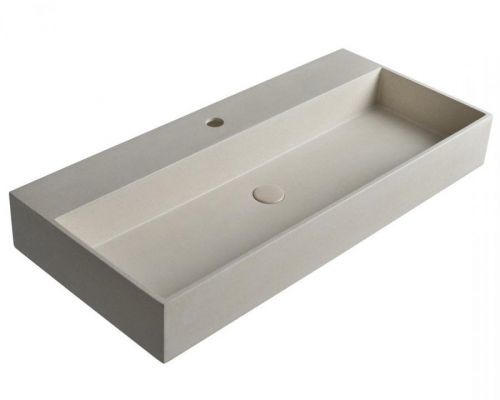 SAPHO QUADRADO betonové umyvadlo včetně výpusti, 96x44 cm, bílý pískovec AR467