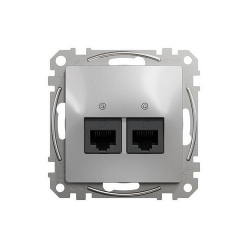 Schneider Sedna Design & Elements datová zásuvka 2xRJ45 kat.5e UTP alu SDD113452