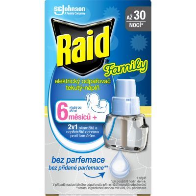 Raid Family náhradní tekutá náplň proti komárům, 30 nocí, 21 ml