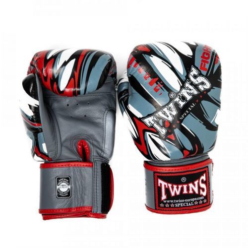 Boxerské rukavice Twins Fantasy10 - šedá/červená šedá 10