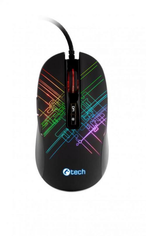 Herní myš C-TECH Dusk (GM-27L), casual gaming, 3200 DPI, RGB podsvícení, USB