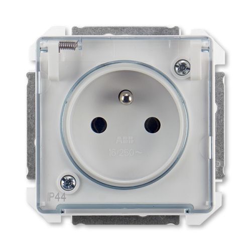 ABB Swing,Swing L zásuvka IP44 jasně bílá s průhledným víčkem 5518G-A02989 B1