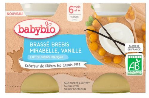 Babybio Brassé z ovčího mléka mirabelky vanilka 2x130g