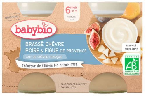 Babybio Brassé z kozího mléka hruška fík 2x130g