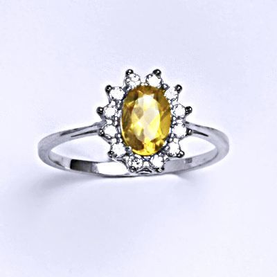 ČIŠTÍN s.r.o Stříbrný prsten Kate, přírodní citrín pálený, čiré zirkony, T 1480 3986