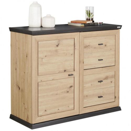 Xora KOMODA, barvy dubu, tmavě šedá, 108/89,5/43 cm - barvy dubu, tmavě šedá