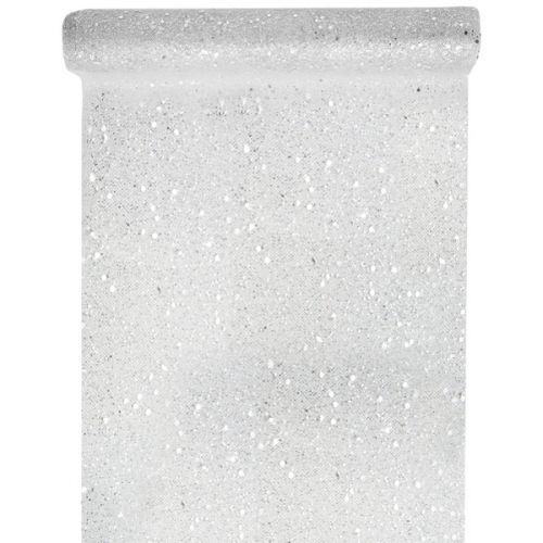 ORGANZA s glitry stříbrná 30cm/5m