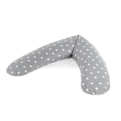 THERALINE polštář na kojení Komfort včetně potahu Big Stars - šedý