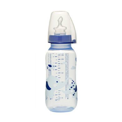 NIP Trendy PP Dětská lahvička, 250ml Boy s anti-kolikovou lahvičkou, mléko, vel. 1