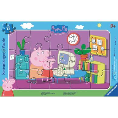 Puzzle Ravensburger Frame - Peppa Pig: Peppa na počítači, 15 kusů