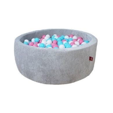knorr-toys hrací ohrádka s míčky měkká - Grey - 300 míčků růžová / krémová / světle modrá