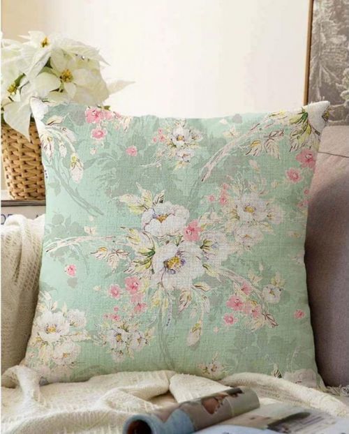 Zelený povlak na polštář s příměsí bavlny Minimalist Cushion Covers Blossom, 55 x 55 cm