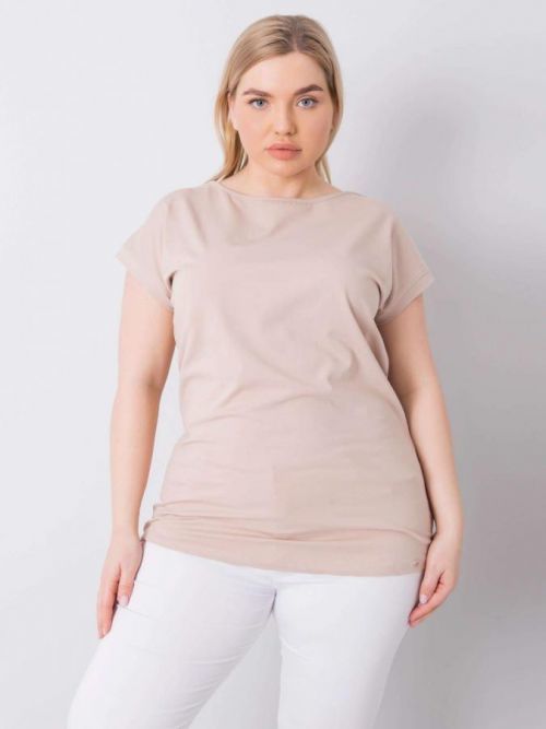 BÉŽOVÉ DÁMSKÉ TRIČKO S KRÁTKÝMI RUKÁVY RV-BZ-6327.67-BEIGE Velikost: XL