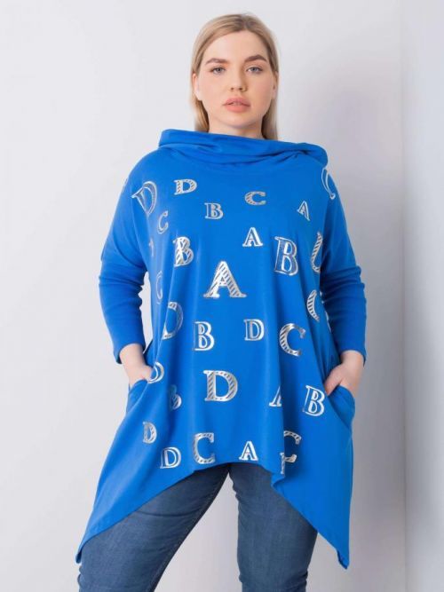 MODRÁ MIKINA S POTISKEM PÍSMEN RV-BZ-6458.46P-BLUE Velikost: ONE SIZE