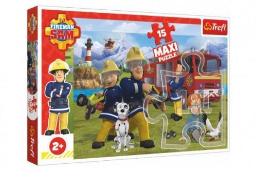 Puzzle maxi 15 dílků Požárník Sam, Tým v akci 60 x 40 cm