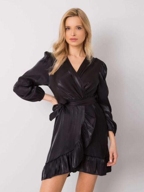 ČERNÉ LESKLÉ ŠATY DHJ-SK-11037.46P-BLACK Velikost: ONE SIZE
