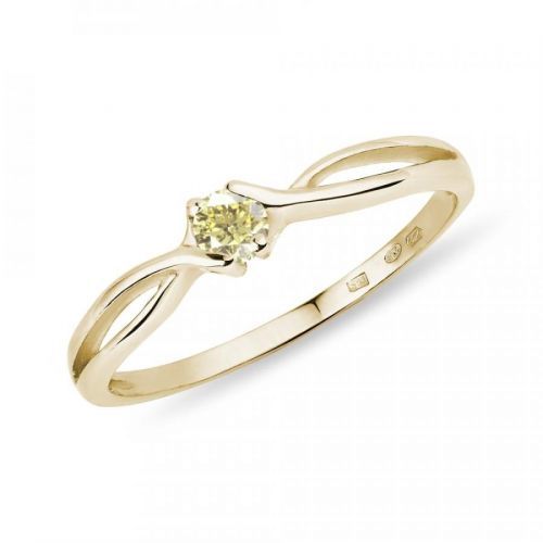 Prsten ze žlutého zlata se žlutým diamantem KLENOTA