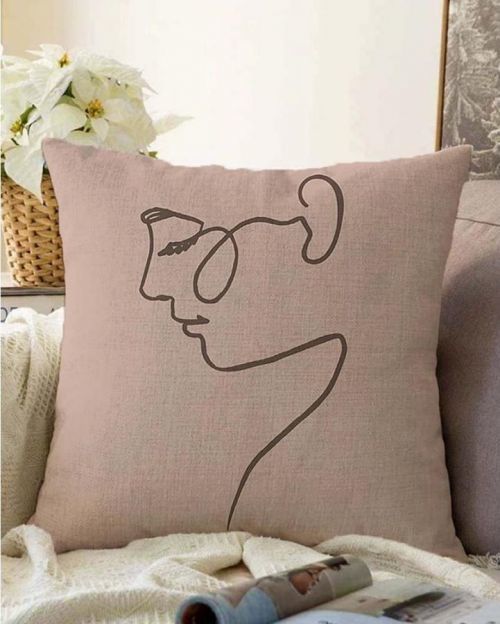 Béžový povlak na polštář s příměsí bavlny Minimalist Cushion Covers Portrait, 55 x 55 cm