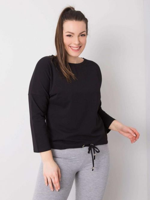 ČERNÁ DÁMSKÁ HALENKA S VÁZÁNÍM V PASE -RV-BZ-6294.06P-BLACK Velikost: 2XL