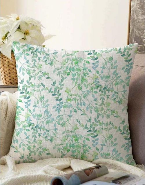 Béžovo-zelený povlak na polštář s příměsí bavlny Minimalist Cushion Covers Twiggy, 55 x 55 cm