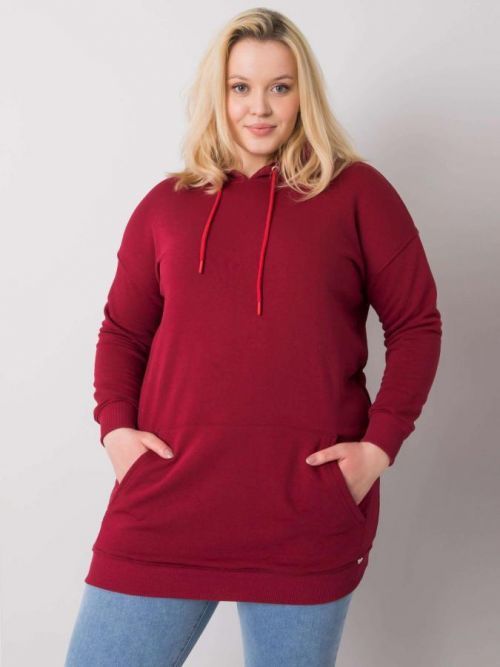 VÍNOVÁ DELŠÍ BASIC MIKINA RV-BL-6338.19X-WINE RED Velikost: XL