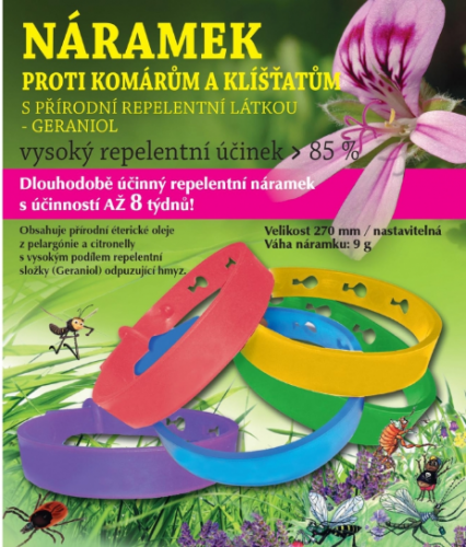 Hanna Maria Repelentní náramek proti komárům a klíšťatům Růžový 270mm