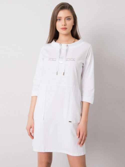 BÍLÉ DÁMSKÉ MIKINOVÉ ŠATY RV-SK-6271.49-WHITE Velikost: S/M