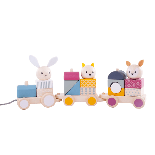 Bigjigs Baby Dřevěný vláček se zvířátky