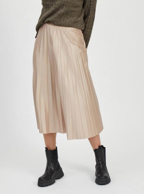 Béžová plisovaná midi sukně VILA